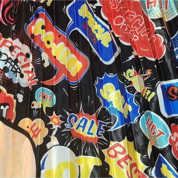 NWT Pop Art Cartoon Kiki Comic Chic High Waist Pleated Skirt OSFM - Picture 11 of 12